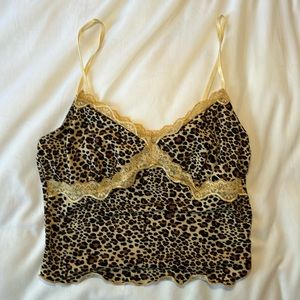 CHEETAH PRINT AND LACE TANK TOP